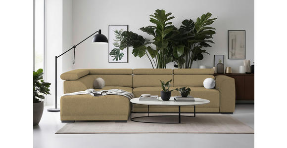 ECKSOFA in Struktur Olivgrün 205/284 cm - Schwarz/Olivgrün, Design, Kunststoff/Textil (205/284cm) - Xora