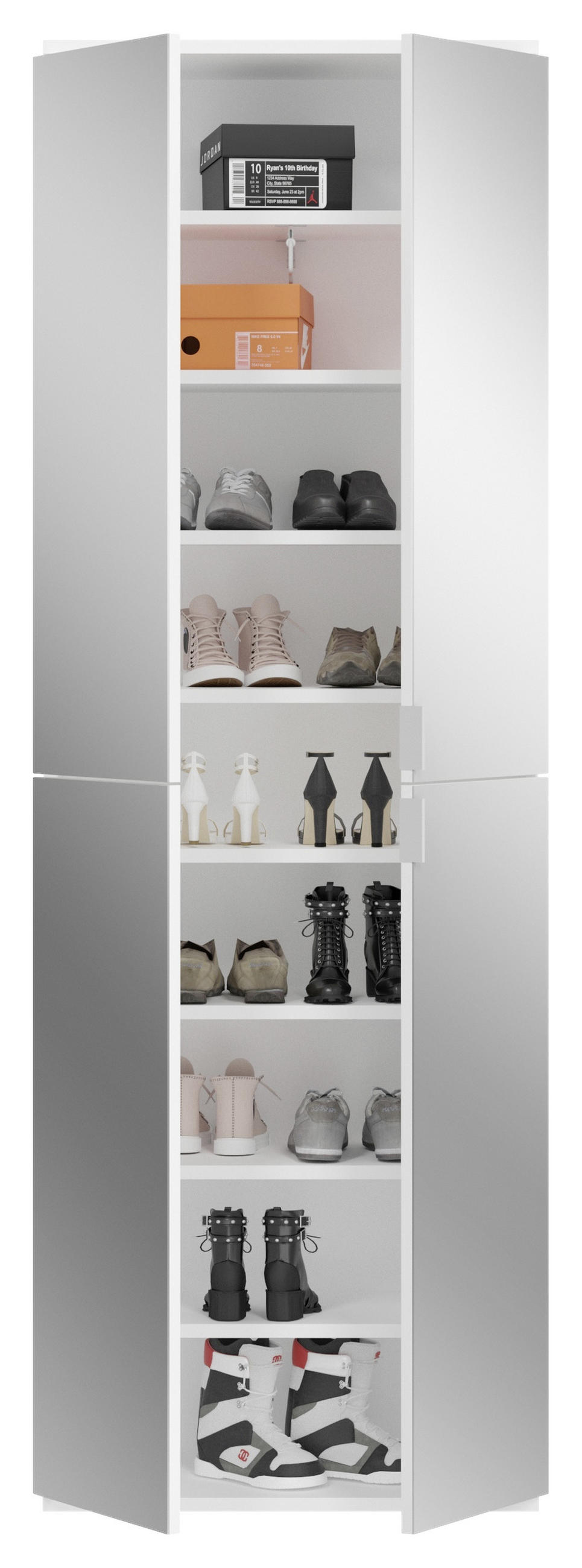 MEHRZWECKSCHRANK 65/193/37 cm  in Weiß  - Chromfarben/Schwarz, MODERN, Glas/Holzwerkstoff (65/193/37cm) - MID.YOU