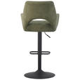 BARHOCKER Cord Grün, Schwarz Eisen Sitzfläche 360° drehbar, inklusive Armlehnen  - Schwarz/Grün, Design, Textil/Metall (56/102-123/57cm) - Hom`in
