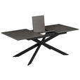 ESSTISCH Grau, Schwarz rechteckig  ausziehbar  - Schwarz/Grau, Design, Keramik/Holzwerkstoff (160-200/90/76cm) - Carryhome