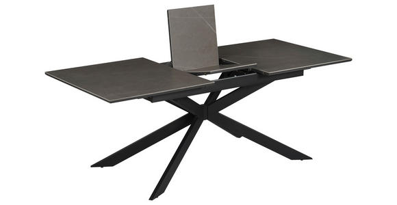 ESSTISCH Grau, Schwarz rechteckig  ausziehbar  - Schwarz/Grau, Design, Keramik/Holzwerkstoff (160-200/90/76cm) - Carryhome