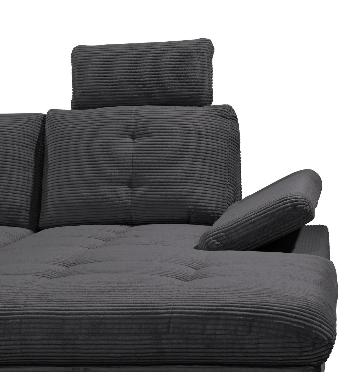 WOHNLANDSCHAFT in Cord Anthrazit  - Eichefarben/Anthrazit, Konventionell, Holz/Textil (220/324/170cm) - MID.YOU