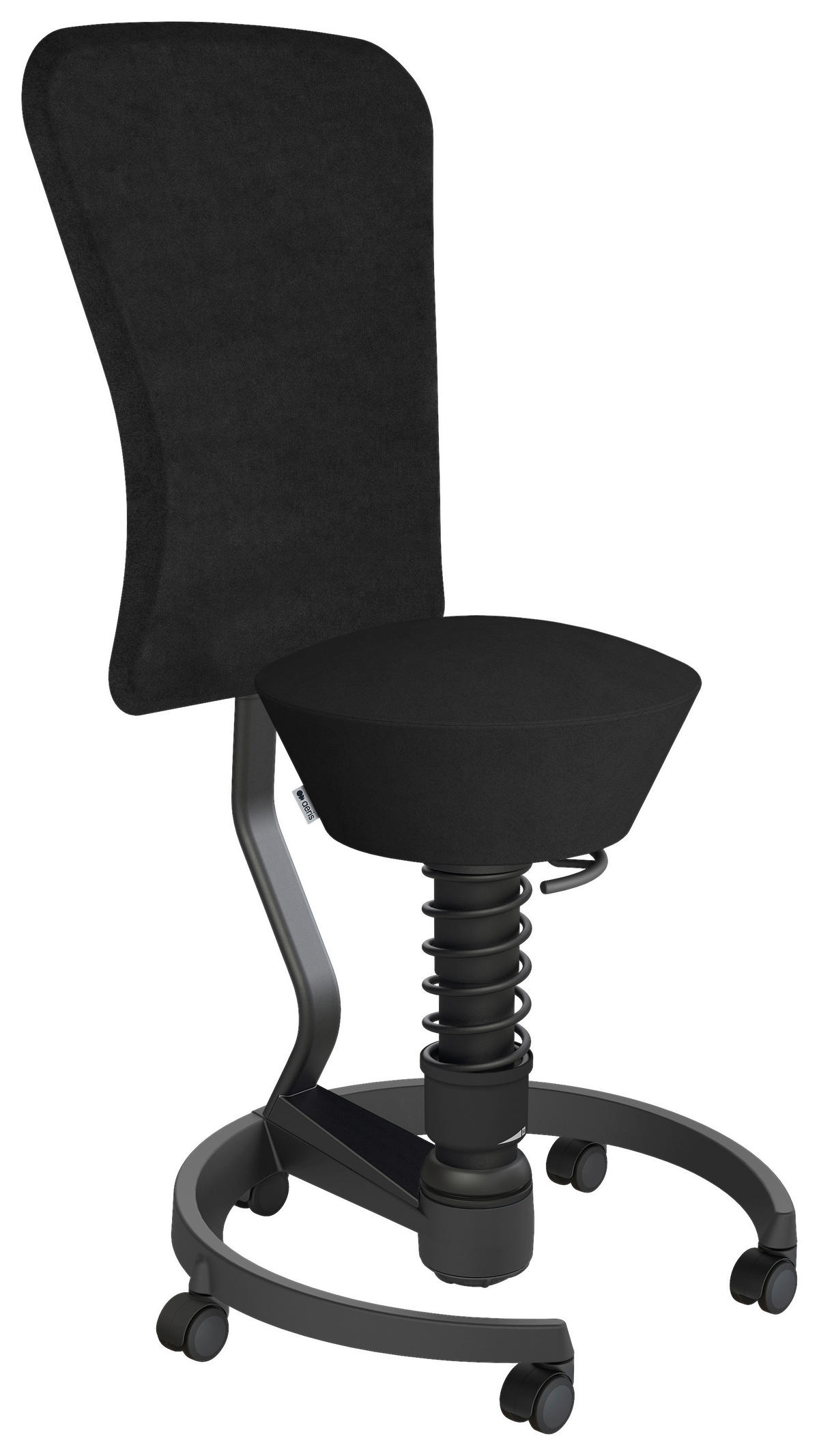 BÜROHOCKER Mikrofaser Schwarz  - Schwarz, Design, Kunststoff/Textil (59/105-115/59cm) - Aeris