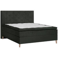 BOXSPRINGBETT 180/200 cm  in Dunkelgrün  - Dunkelgrün/Eichefarben, Konventionell, Holz/Textil (180/200cm) - Welnova