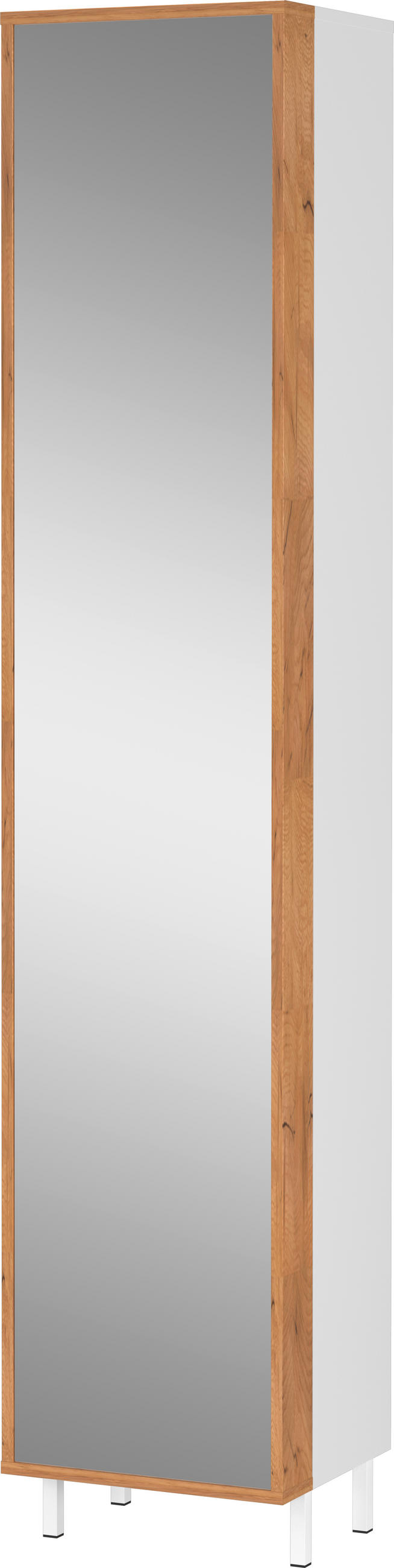 HOCHSCHRANK 39/195/30 cm  - Eichefarben/Weiß, MODERN, Glas/Holzwerkstoff (39/195/30cm) - Germania