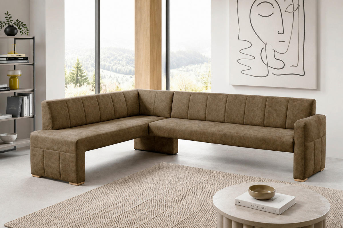 UGAONA KLUPA  braon   - boja hrasta/braon, Moderno, drvo/tekstil (265/199cm) - Livetastic