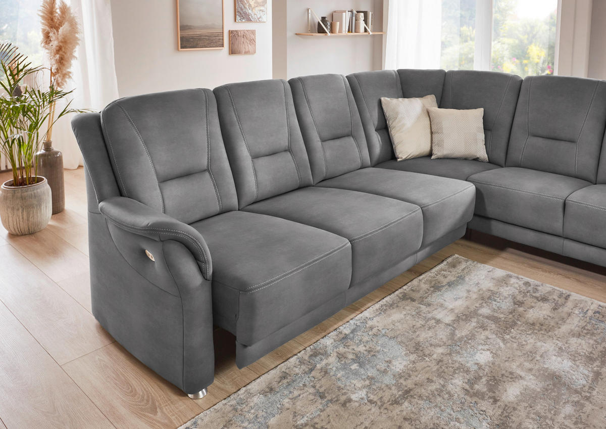 ECKSOFA in Mikrofaser Grau  - Beige/Alufarben, Konventionell, Textil/Metall (275/223cm) - Beldomo Comfort