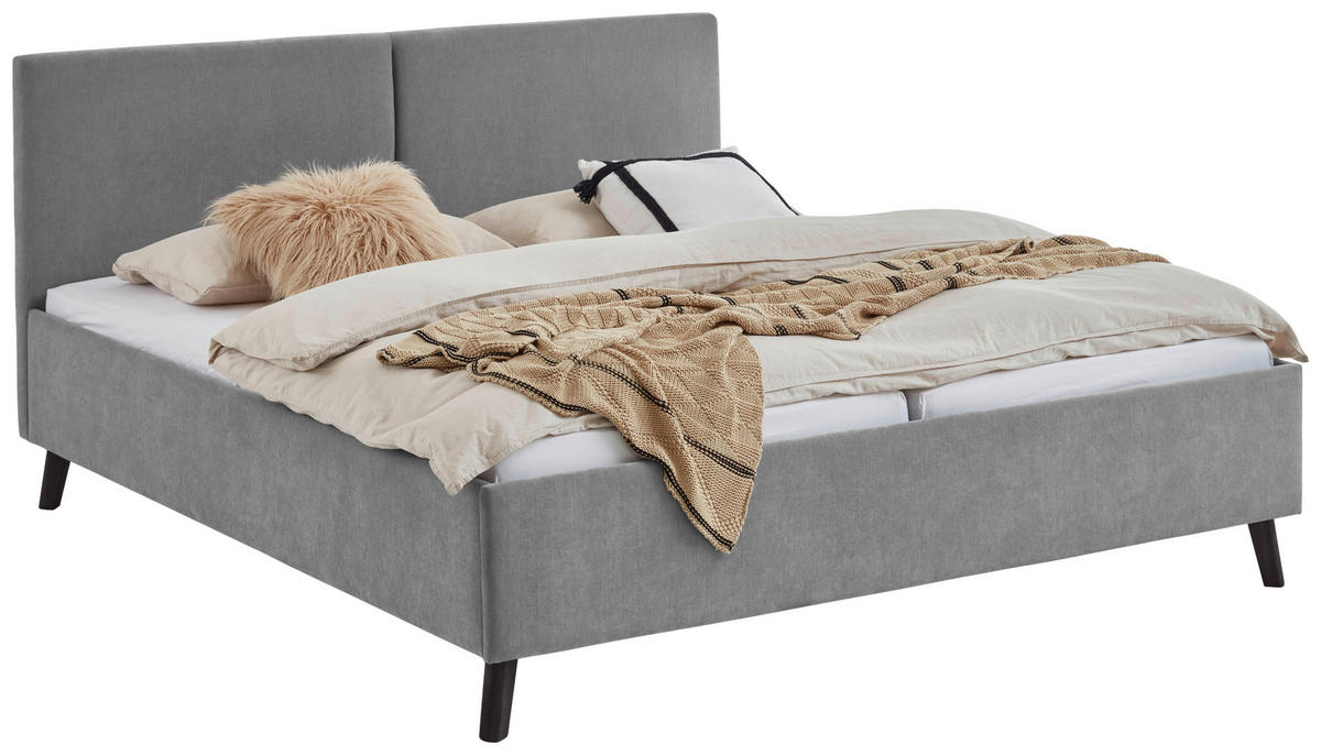 POLSTERBETT 180/200 cm  in Grau  - Schwarz/Grau, Basics, Holz/Textil (180/200cm) - Boxxx