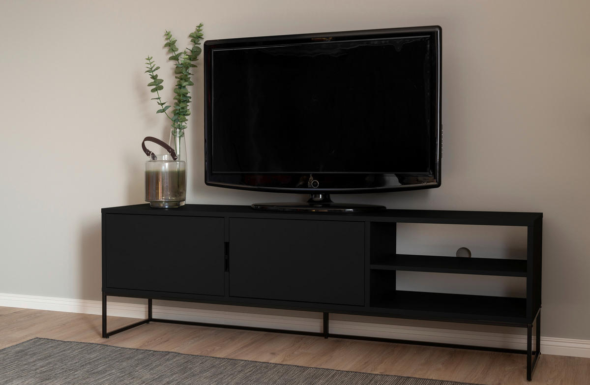 LOWBOARD Lipp  in 176/57/43 cm  - Schwarz, Design, Holzwerkstoff/Metall (176/57/43cm)