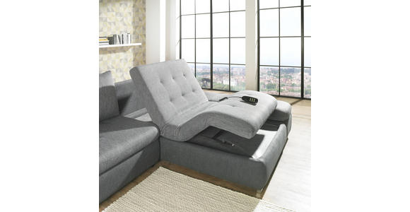 WOHNLANDSCHAFT Lederlook Armteilverstellung, Bettkasten, Relaxfunktion, Rückenkissen, Schlaffunktion, Zierkissen - Chromfarben/Anthrazit, Design, Textil/Metall (200/309cm) - Hom`in