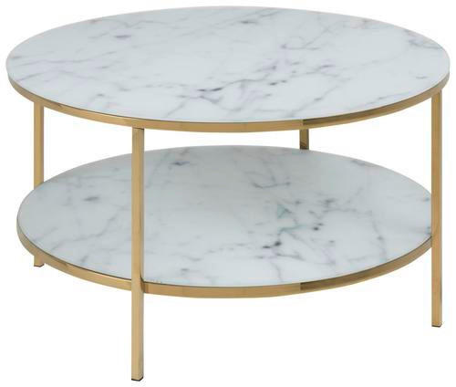COUCHTISCH in Metall, Glas 80/80/45 cm  - Goldfarben/Weiß, Trend, Glas/Metall (80/80/45cm) - Livetastic