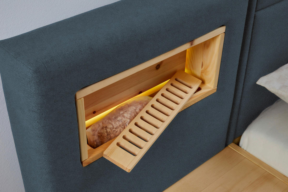 BETT 200/200 cm  in Zirbelkieferfarben, Dunkelgrün  - Dunkelgrün/Zirbelkieferfarben, Natur, Holz/Textil (200/200cm) - Valnatura