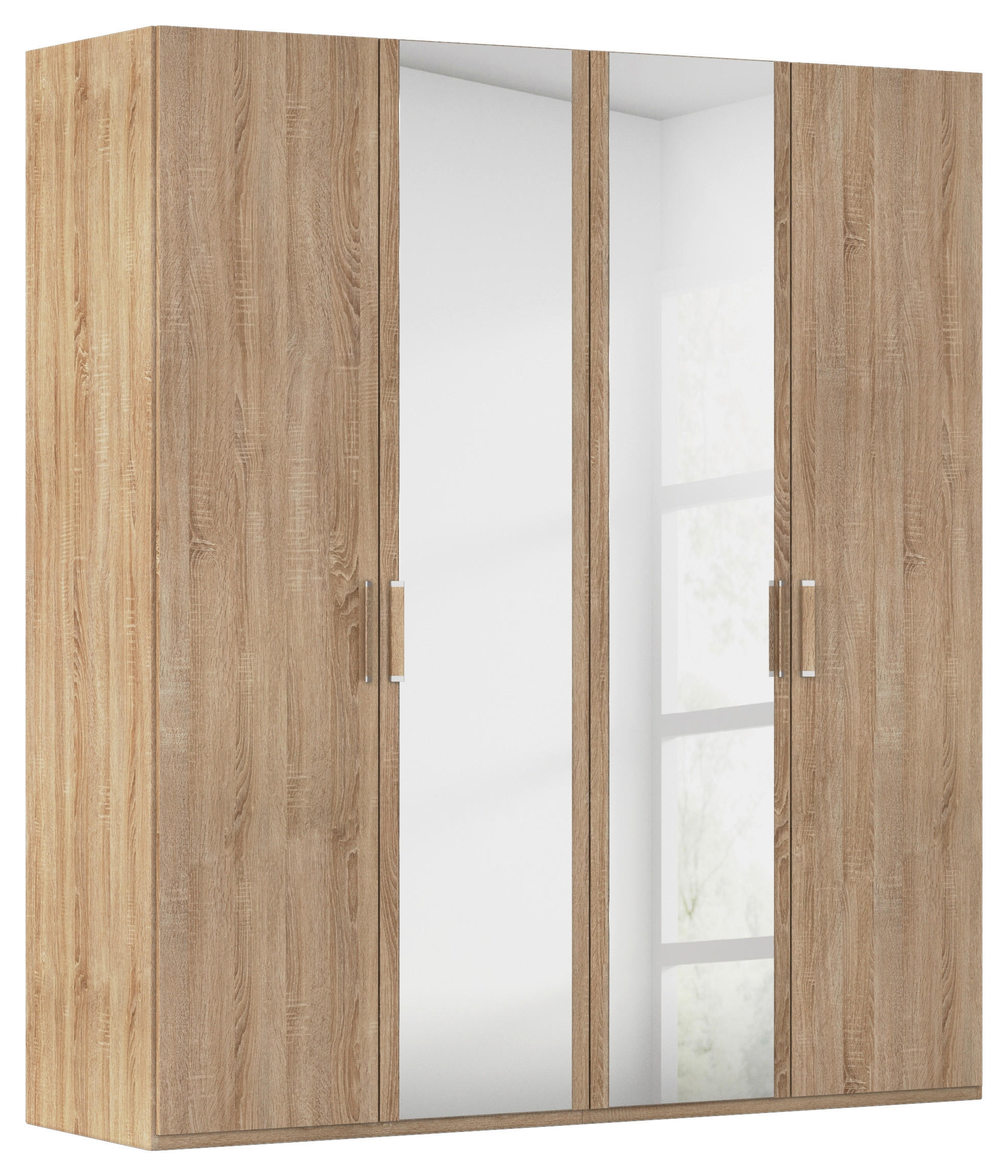 DREHTÜRENSCHRANK 201/223/60 cm,  in Sonoma Eiche, 4 Tür(en)  - Silberfarben/Sonoma Eiche, Design, Glas/Holzwerkstoff (201/223/60cm) - Novel