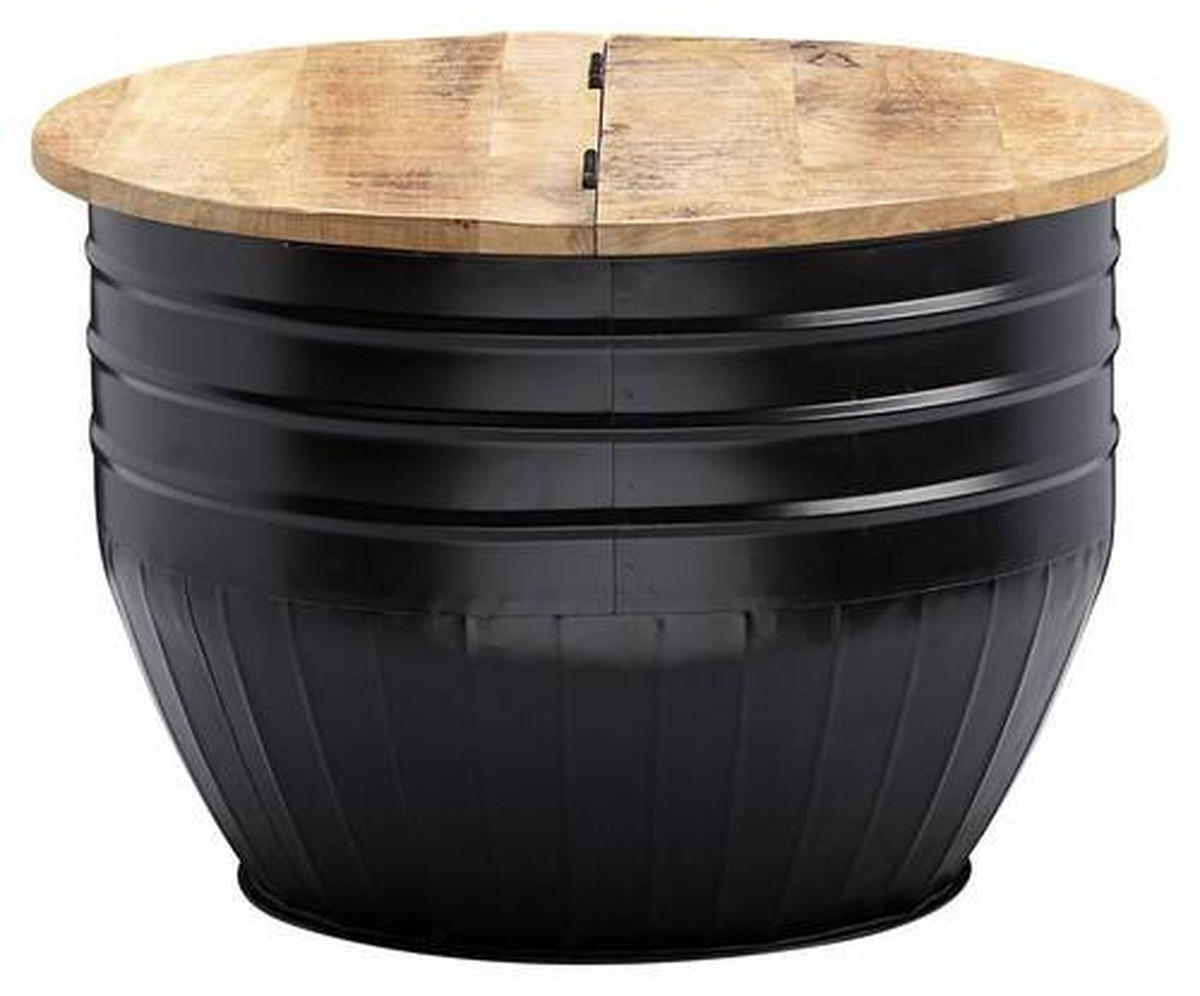 COUCHTISCH Mangoholz massiv 60/60/41 cm rund Braun  - Schwarz/Braun, MODERN, Holz/Metall (60/60/41cm) - MID.YOU