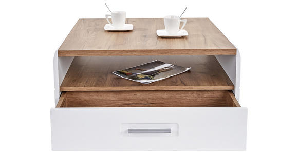 Couchtisch Holz mit Lade + Ablagefächer Avensis, Dekor - Eichefarben/Weiß, MODERN, Holzwerkstoff (75/40/75cm) - Luca Bessoni