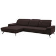 ECKSOFA in Echtleder Braun  - Schwarz/Braun, Design, Leder/Metall (193/332cm) - Dieter Knoll