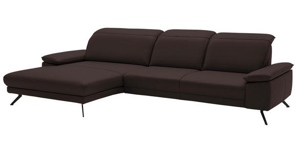 ECKSOFA in Echtleder Braun  - Schwarz/Braun, Design, Leder/Metall (193/332cm) - Dieter Knoll