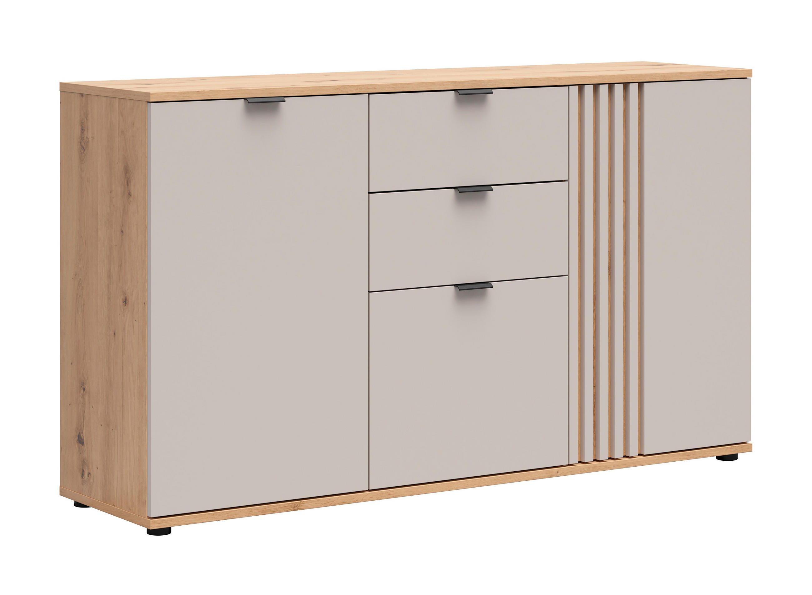 SIDEBOARD  150,5/87/40 cm 3 Schublade(n)  - Kaschmir/Schwarz, MODERN, Holzwerkstoff/Kunststoff (150,5/87/40cm) - Milino