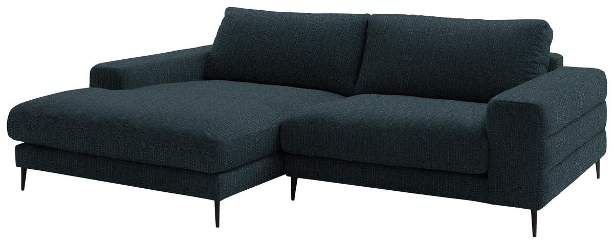 ECKSOFA in Flachgewebe Petrol  - Petrol/Schwarz, Design, Textil/Metall (177/253cm) - Dieter Knoll