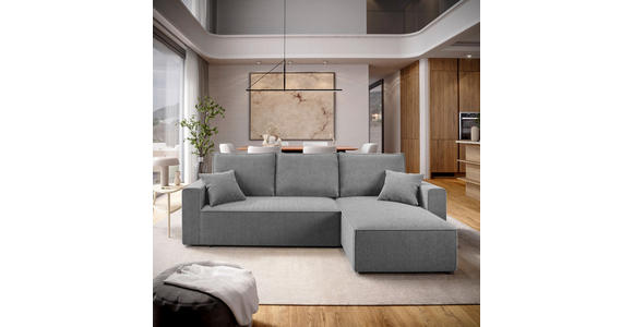ECKSOFA Grau Cord  - Schwarz/Grau, KONVENTIONELL, Kunststoff/Textil (241/138cm) - Carryhome