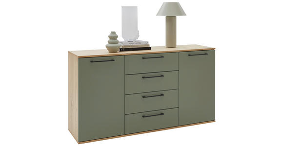 KOMMODE TOSCA  in 151/82/46 cm  - Eichefarben/Anthrazit, Design, Holzwerkstoff/Metall (151/82/46cm) - Dieter Knoll