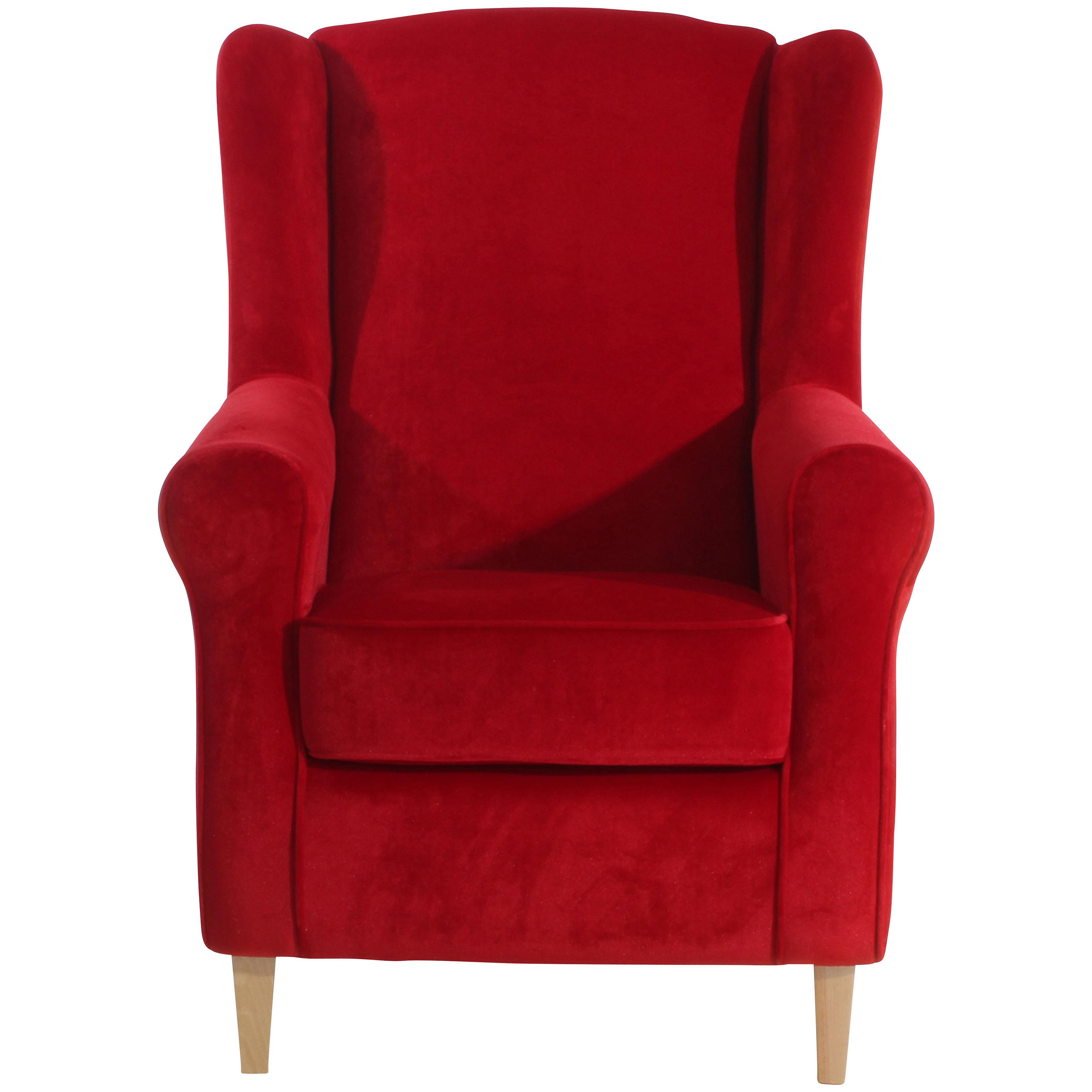 OHRENSESSEL in Samt, Velours Rot  - Buchefarben/Rot, Design, Holz/Textil (77/103/86cm) - Max Winzer