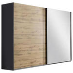 SCHWEBETÜRENSCHRANK  in Grau, Eichefarben  - Eichefarben/Alufarben, KONVENTIONELL, Glas/Holzwerkstoff (181/210/62cm) - Xora