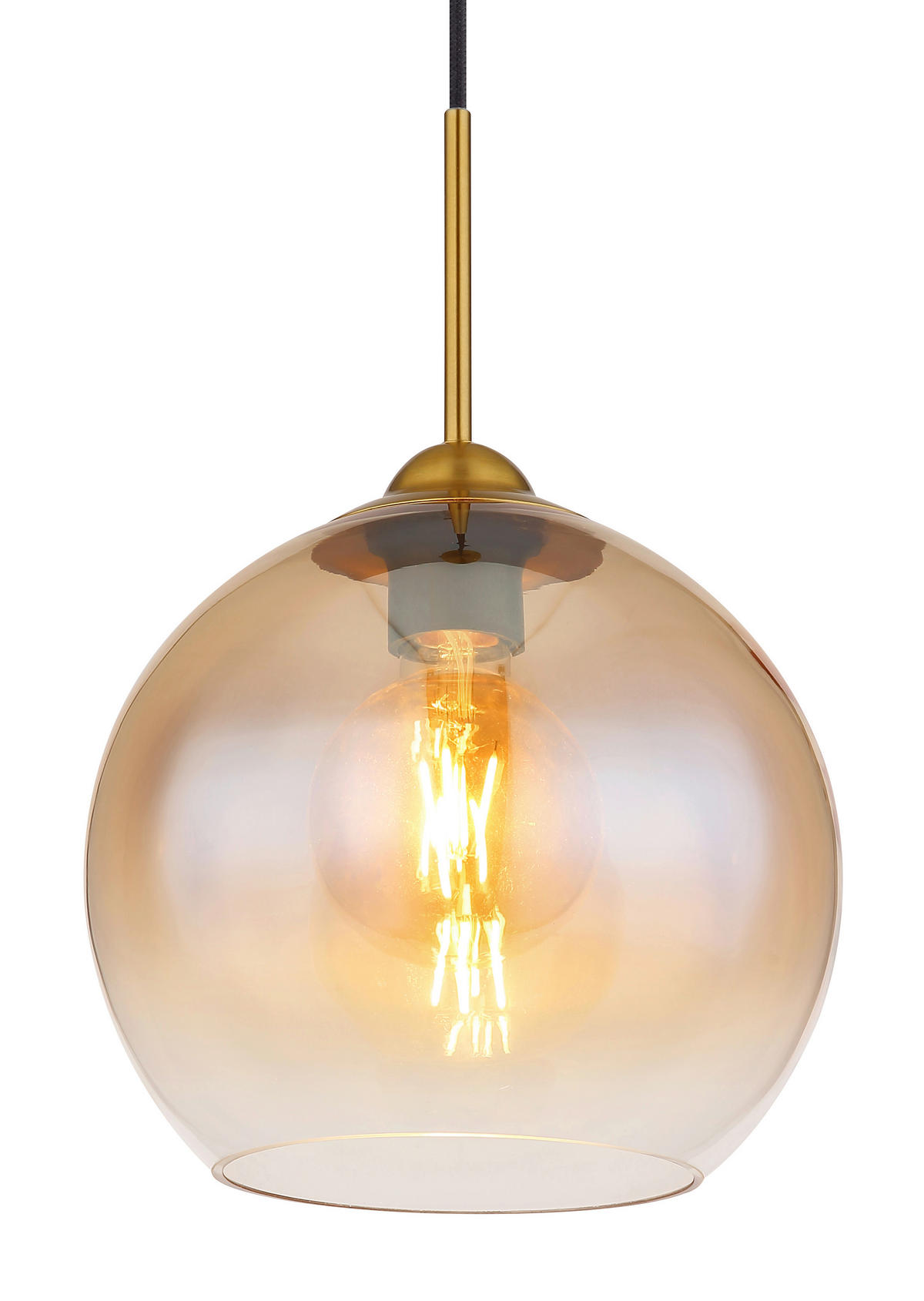 HÄNGELEUCHTE 25/120 cm    - Klar/Messingfarben, Design, Glas/Metall (25/120cm) - Globo
