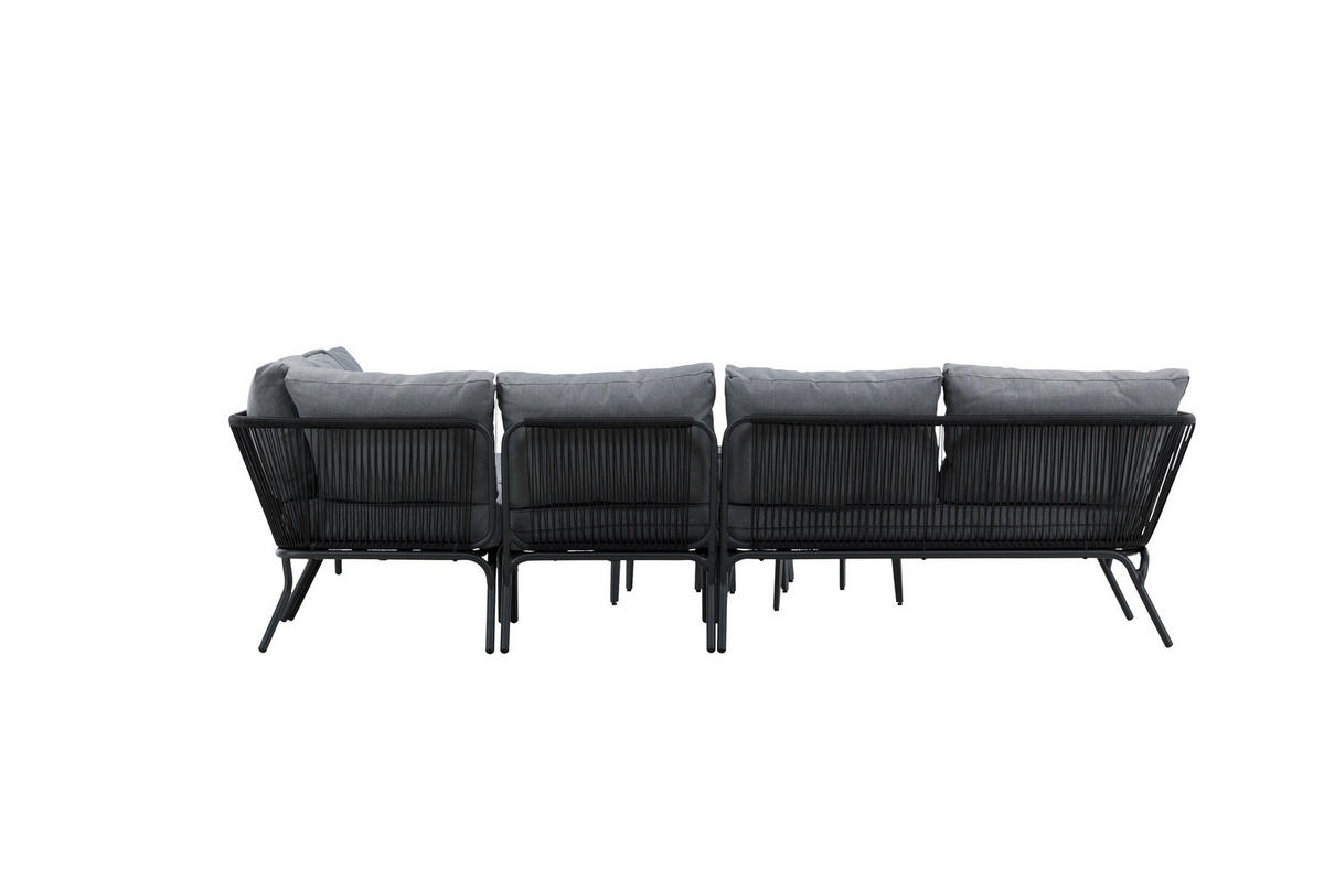 DINING-LOUNGESET Aluminium  - Schwarz/Grau, KONVENTIONELL, Textil/Metall - Gardenson