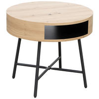 BEISTELLTISCH 55/55/50 cm Eichefarben, Schwarz rund  - Eichefarben/Schwarz, Design, Holzwerkstoff/Metall (55/55/50cm) - Carryhome