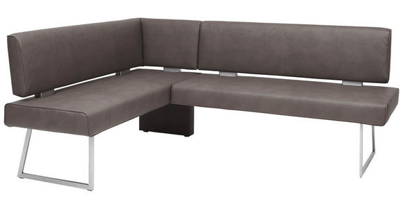 ECKBANK 160/231 cm  in Braun, Edelstahlfarben  - Edelstahlfarben/Braun, Design, Textil/Metall (160/231cm) - Dieter Knoll