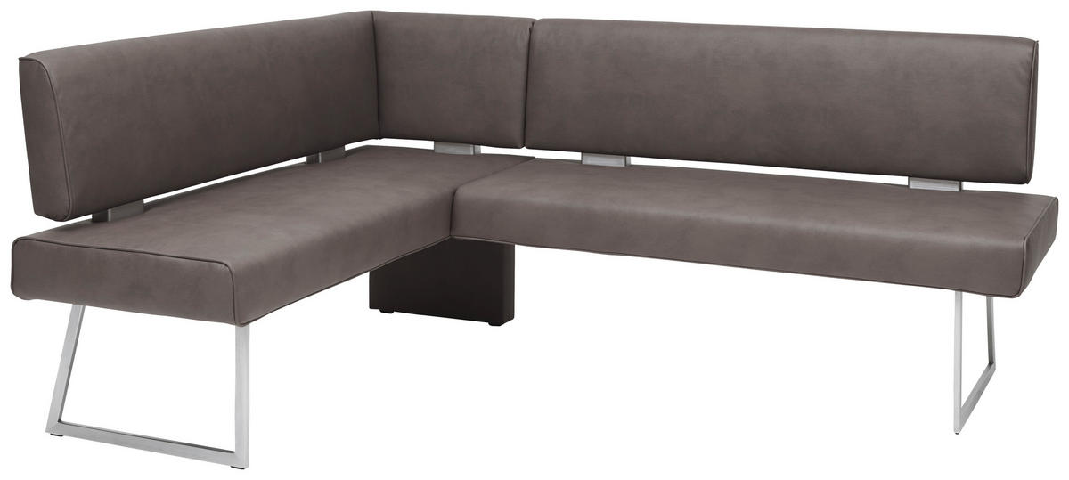 ECKBANK 137/231 cm Mikrofaser Braun, Edelstahlfarben Metall   - Edelstahlfarben/Braun, Design, Textil/Metall (137/231cm) - Dieter Knoll
