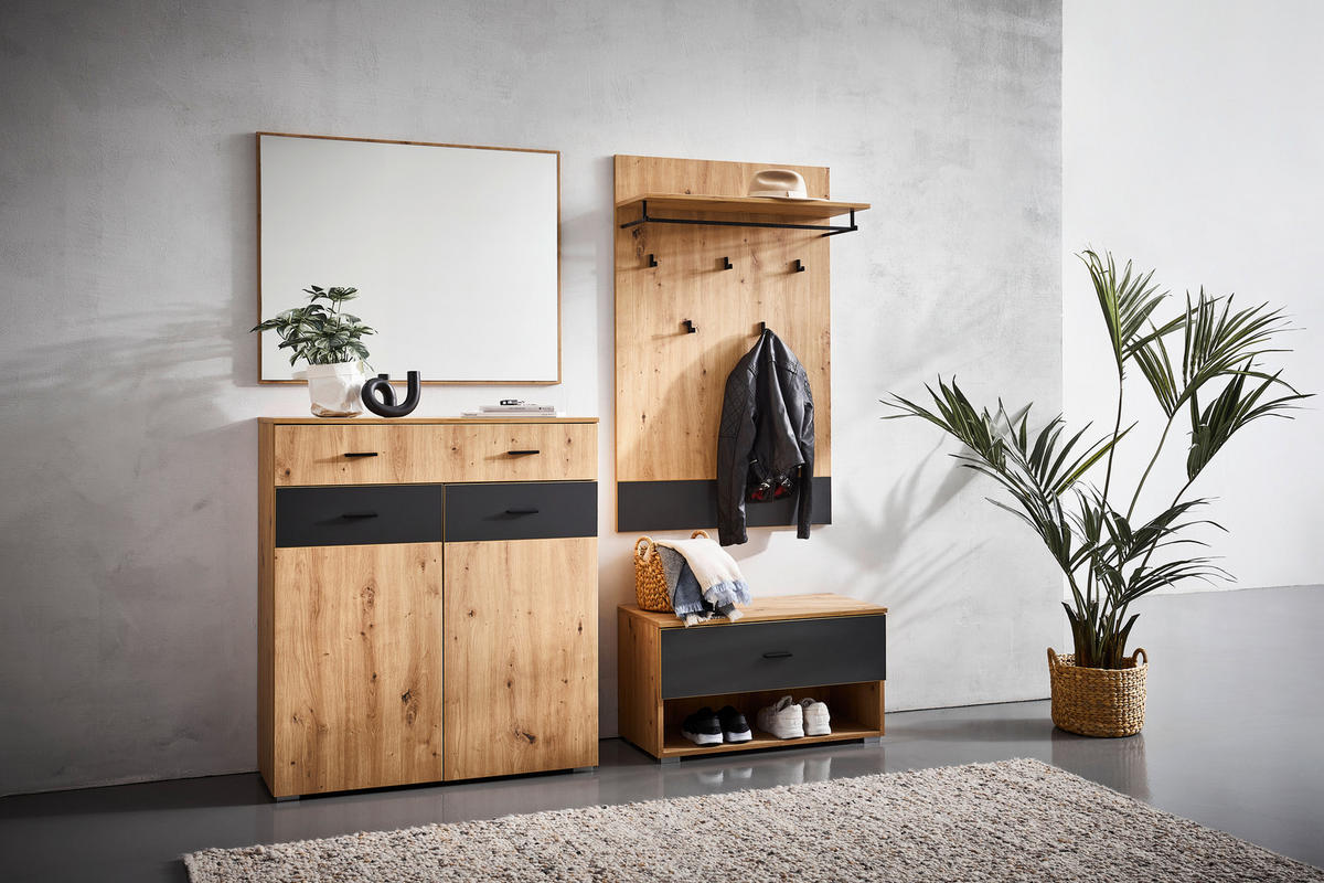 GARDEROBE 4-teilig  in 165/198/38 cm  - Anthrazit/Eiche Artisan, KONVENTIONELL, Holzwerkstoff (165/198/38cm) - Carryhome