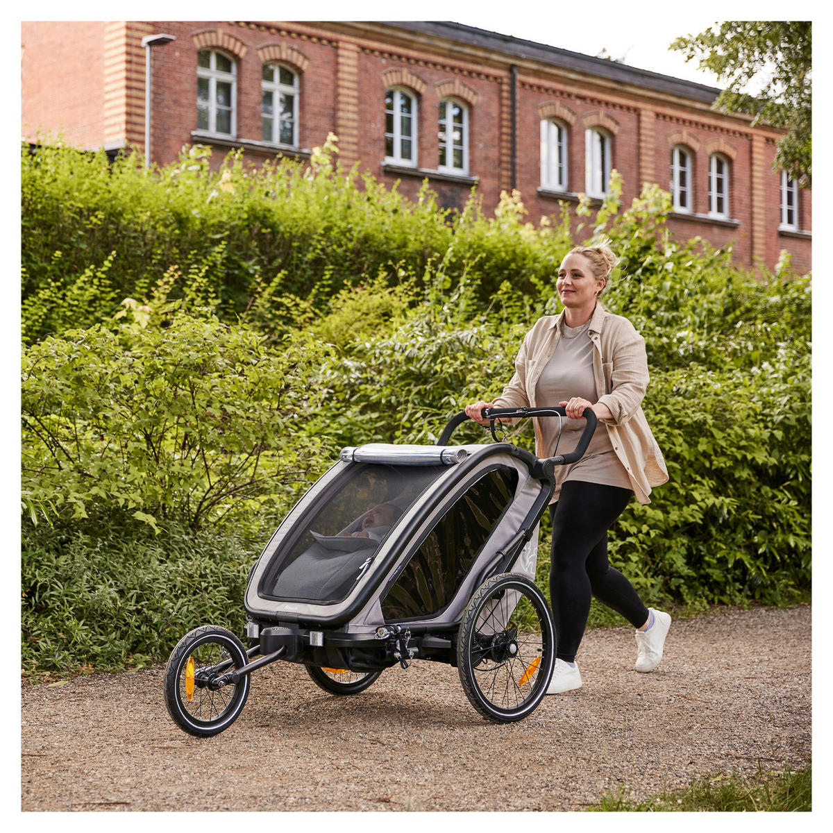 FAHRRADANHÄNGER   Bike N Walk Duo  - Hellgrau, Basics, Kunststoff/Textil (81/107/134cm) - Hauck