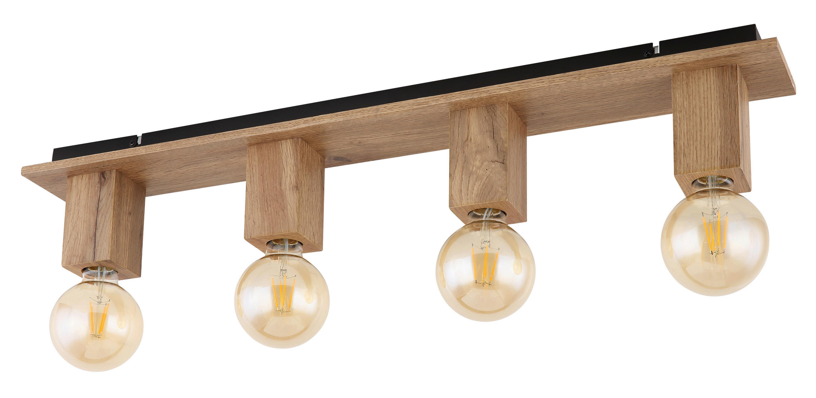 DECKENLEUCHTE    80/10/13,5 cm  - Dunkelbraun/Schwarz, Basics, Holzwerkstoff/Metall (80/10/13,5cm) - Globo