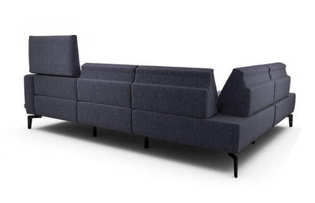ECKSOFA in Chenille Blau  193/256 cm  - Blau/Schwarz, Design, Textil/Metall (193/256cm) - SENSOO