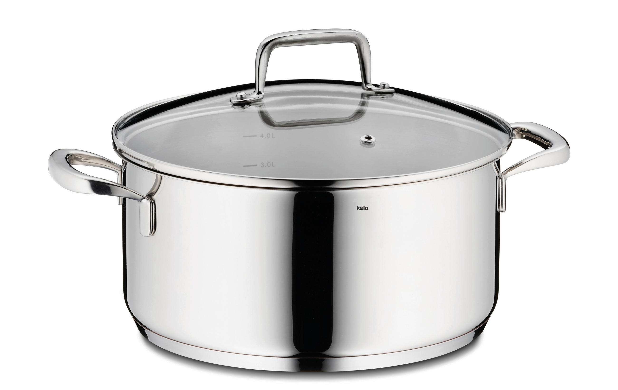BRATENTOPF Flavoria 4,6 l  - Transparent/Silberfarben, KONVENTIONELL, Glas/Metall (24/12cm) - Kela