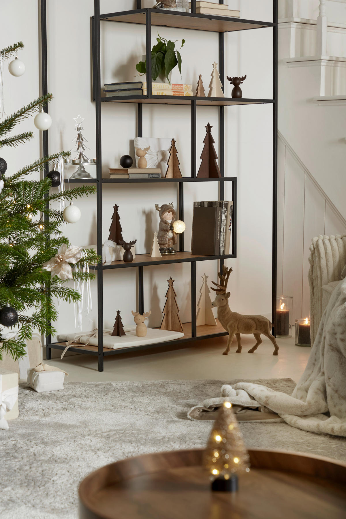 DEKORAČNÍ STROMEK - bílá/hnědá, Konvenční, kompozitní dřevo (18cm)