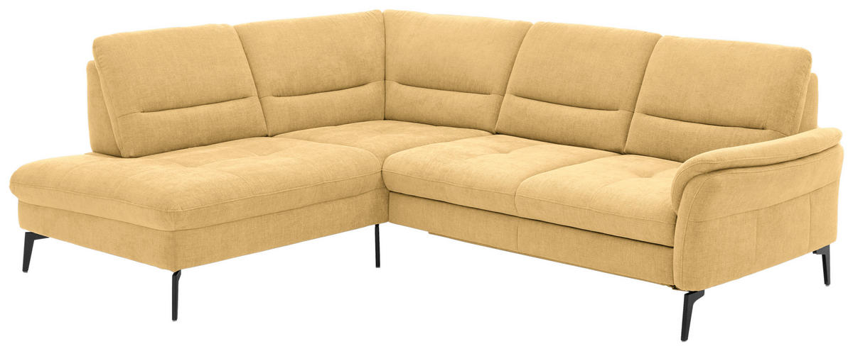 ECKSOFA in Webstoff Gelb  - Gelb/Schwarz, Design, Textil/Metall (206/256cm) - Beldomo System