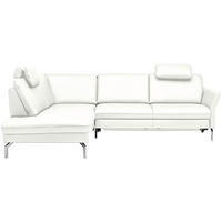 ECKSOFA Beldomo premium in Echtleder Weiß  220/284 cm  - Alufarben/Weiß, KONVENTIONELL, Leder/Metall (220/284cm) - Beldomo Premium