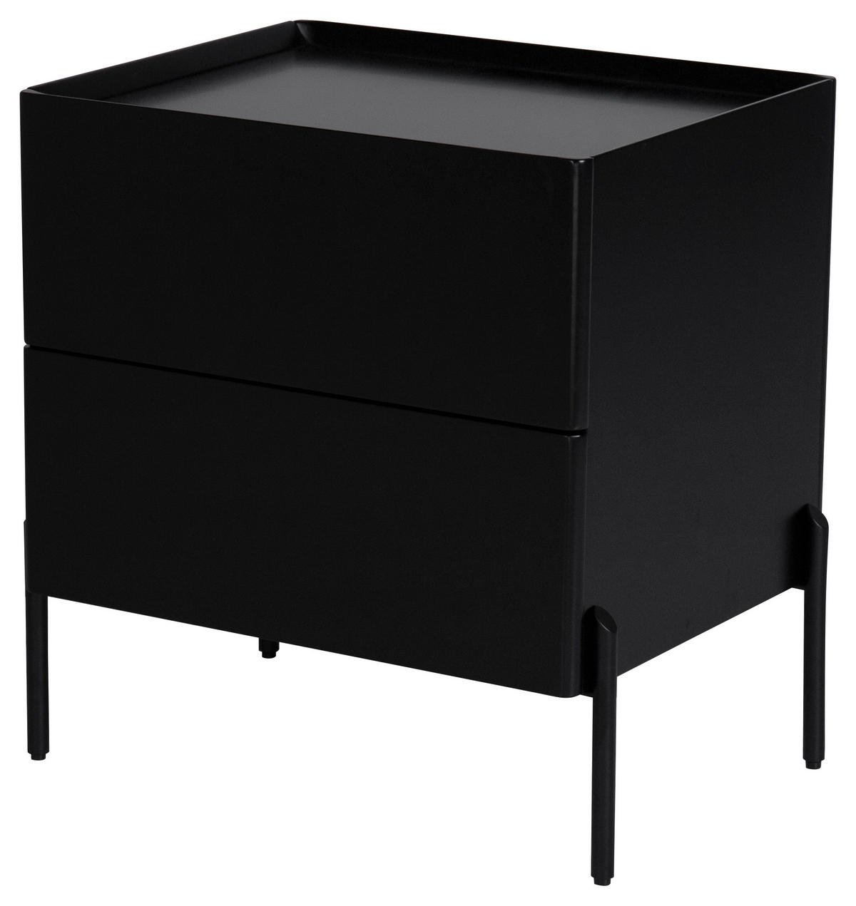 NACHTSCHRANK 50/55/40 cm  - Schwarz, Design, Holzwerkstoff/Metall (50/55/40cm) - Livetastic
