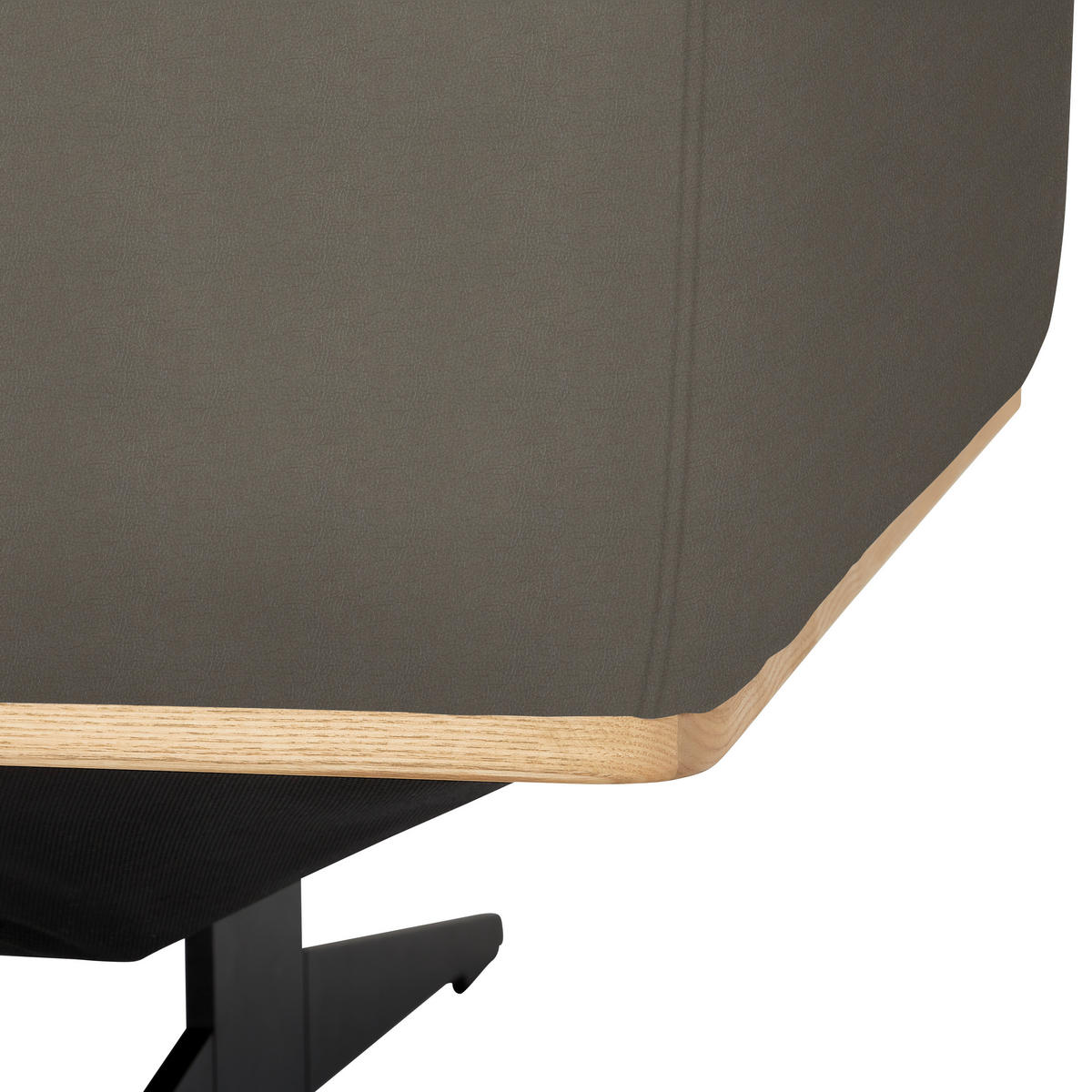 ECKSOFA in Echtleder Graubraun  - Eichefarben/Graubraun, Design, Leder/Holz (163/305cm) - Novel
