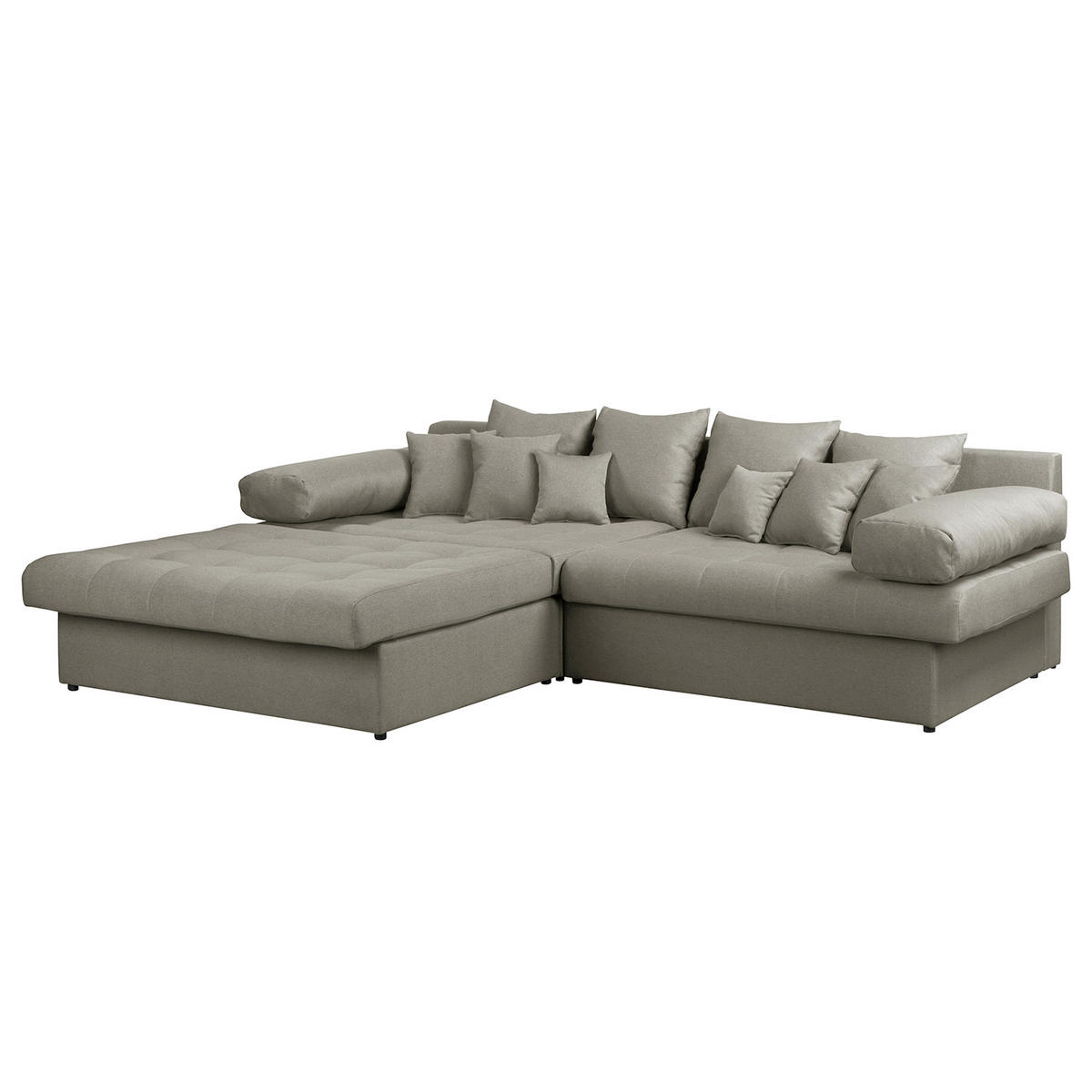 ECKSOFA Naomi in Mikrofaser Taupe Rückenkissen  243/284 cm  - Taupe/Schwarz, Design, Kunststoff/Textil (243/284cm) - P & B