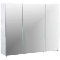SPIEGELSCHRANK 90/70,7/16 cm  - Weiß Hochglanz/Silberfarben, MODERN, Glas/Holzwerkstoff (90/70,7/16cm) - MID.YOU