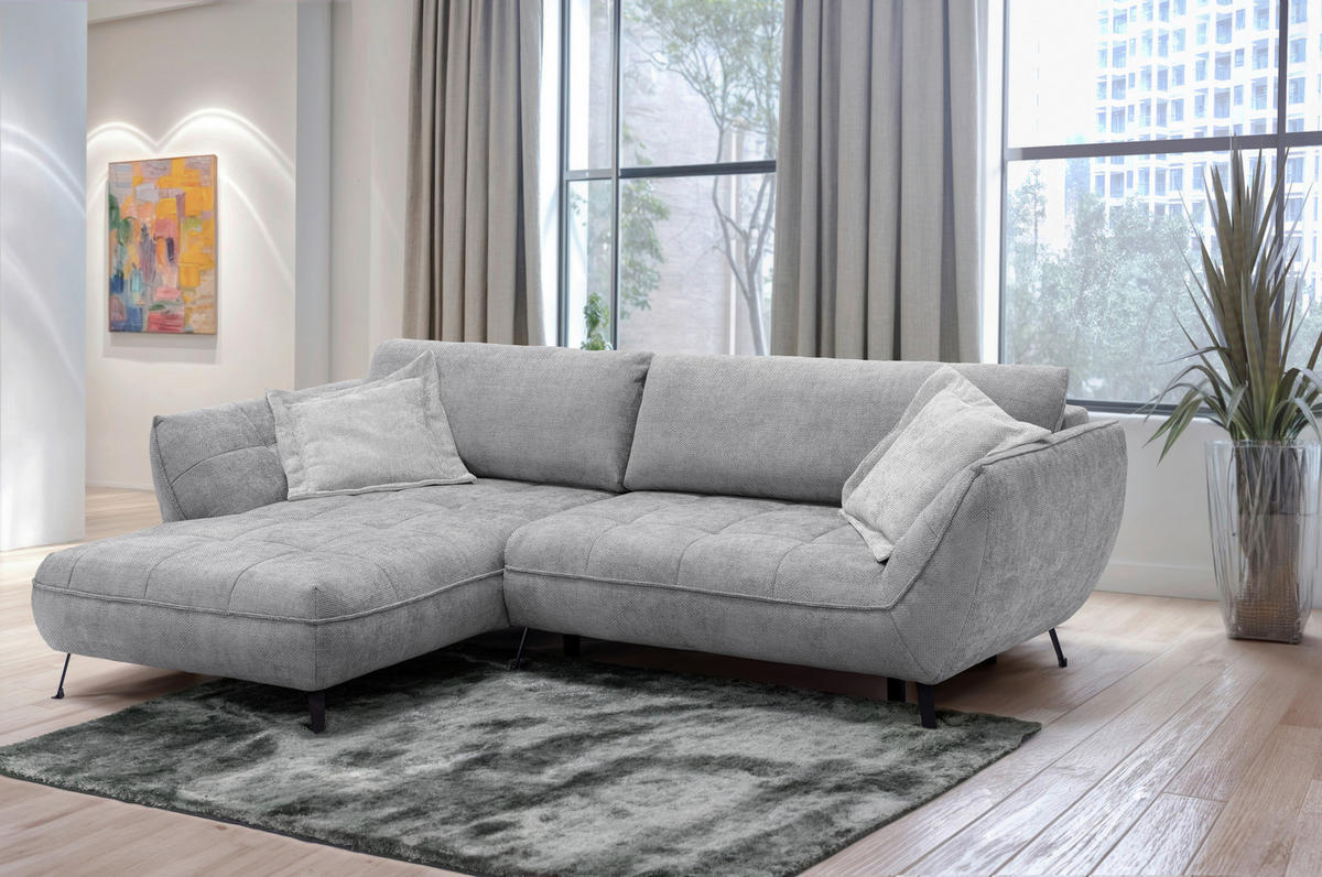 ECKSOFA SAMOA Grau Struktur  - Schwarz/Grau, Design, Textil/Metall (187/282cm) - Livetastic