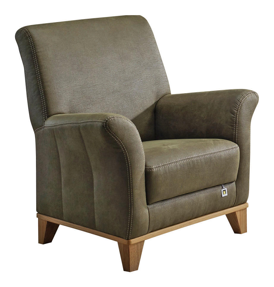 SESSEL in Lederlook Dunkelgrün  - Dunkelgrün/Beige, Romantik / Landhaus, Holz/Textil (86/96/87cm) - Landscape