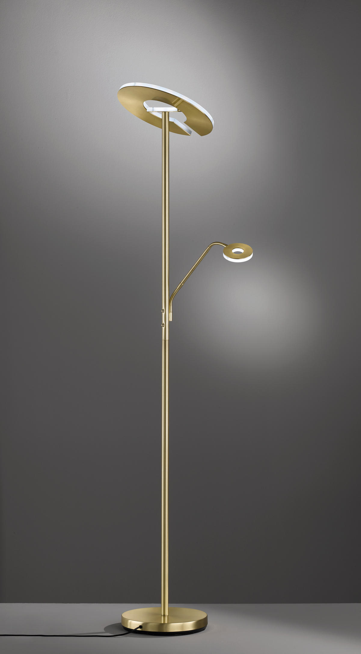 LED-STEHLEUCHTE - Weiss/Messingfarben, Design, Kunststoff/Metall (35/180cm) - Fischer & Honsel