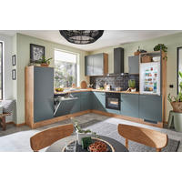 ECKKÜCHE 285/305 cm  Grün, Eichefarben  - Edelstahlfarben/Eichefarben, Basics, Holzwerkstoff/Metall (285/305cm) - Venda