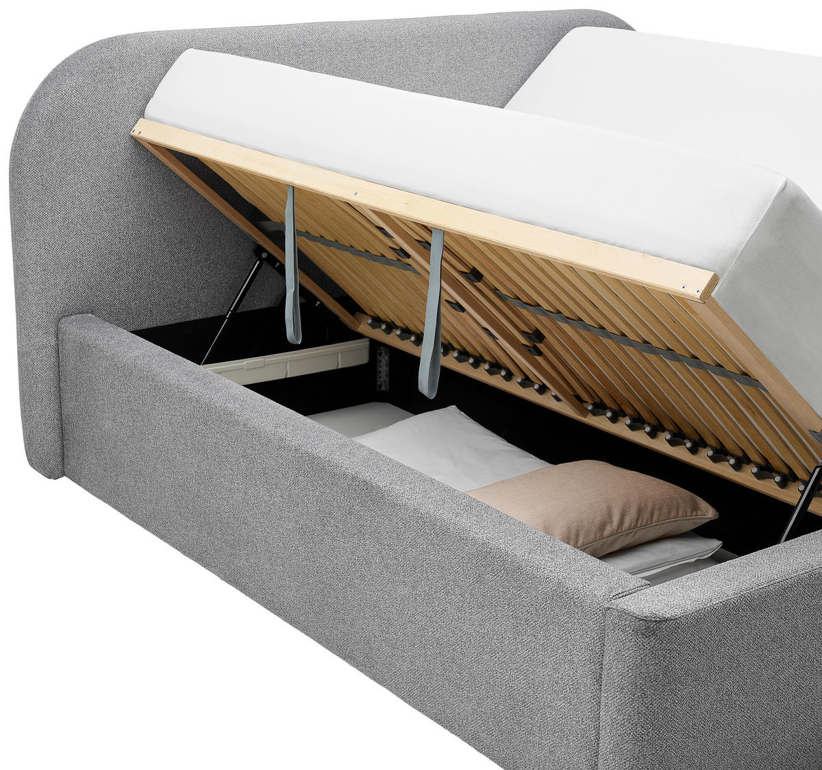 POLSTERBETT 180/200 cm  in Grau  - Schwarz/Grau, Design, Holz/Textil (180/200cm) - Boxxx