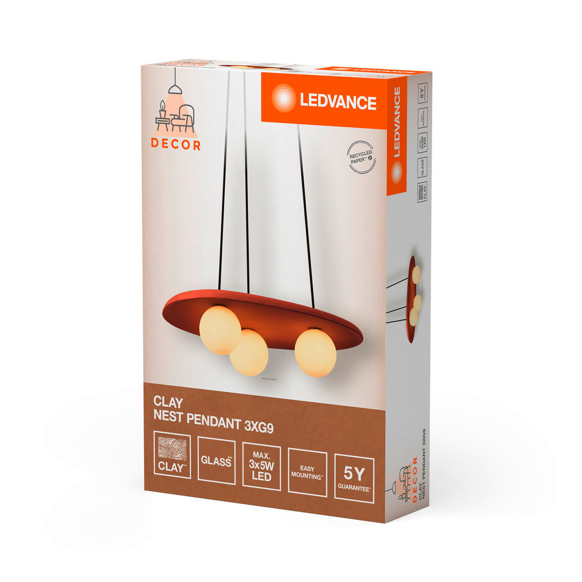 PENDELLEUCHTE 50/38,5/150 cm  - Braun, Natur, Glas/Stein (50/38,5/150cm) - Ledvance